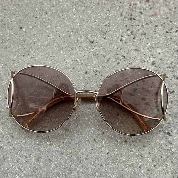 Chloé Gold/Peach Round Sunglasses - Picture 1 of 10